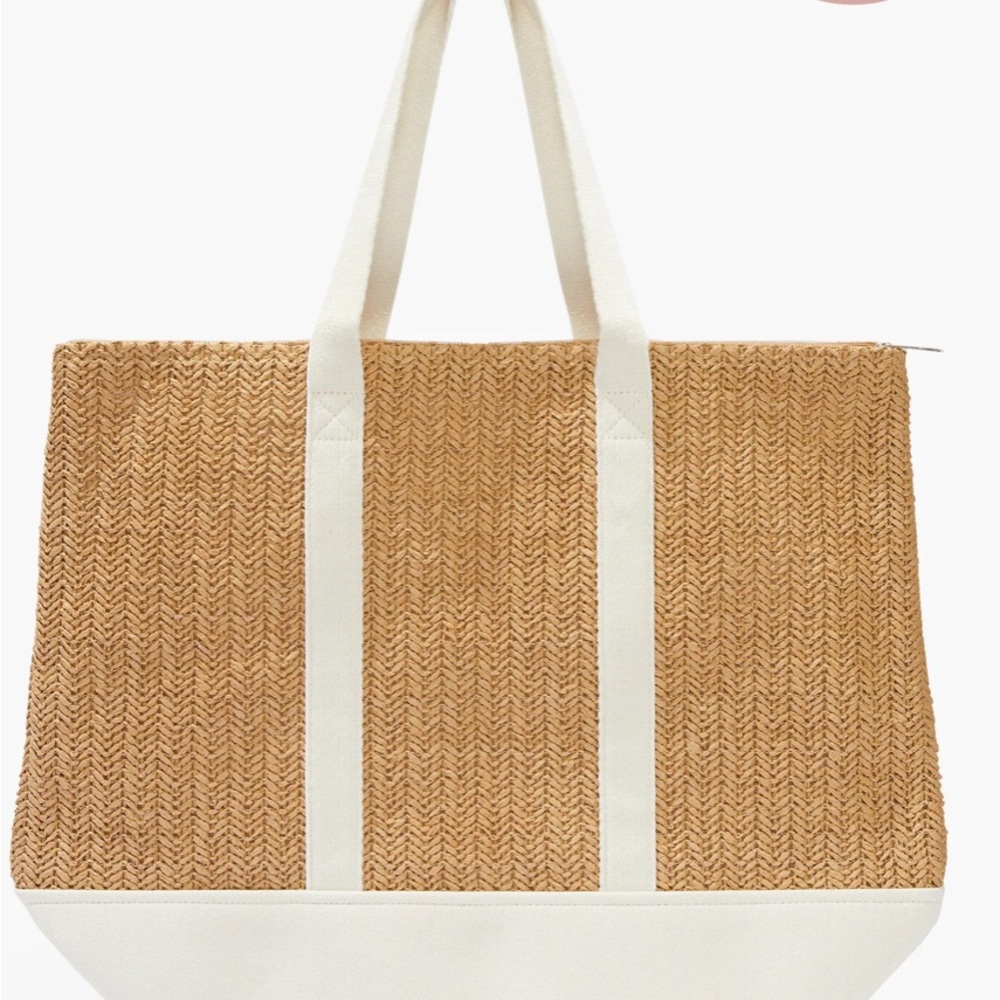Elegant Tan and Cream Tote Bag